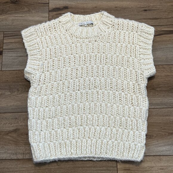 English Factory Chunky Cap Sleeve Sweater SZ Medium Ivory Cream Knit - Picture 1 of 10